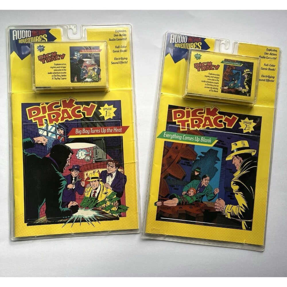 Disney Audio Entertainment Dick Tracy Cassette Comic Book 2 Part Set 90s Sealed